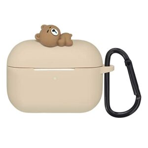 wonhibo cute bear airpod pro case for women, kawaii silicone animal cover for apple airpod pro 2019 with keychain