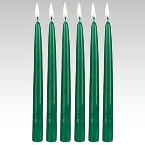 10" unscented solid color dripless taper candles (set of 12) - premium quality wax - home decor, wedding, parties and special occasions (hunter green)