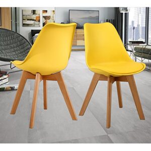 nobpeint mid century modern kitchen and dining room chair, set of 2 (vitality yellow)