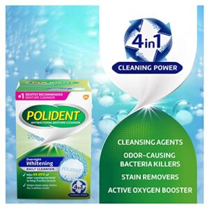 Polident Overnight Whitening Denture Cleaner Tablets, Effervescent Denture Cleanser Tablets - 84 Count (Pack of 3)