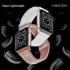 Fullife 3-Pack Stretchy Solo Loop Strap Compatible with Apple Watch Bands 38mm 40mm 41mm, Adjustable Braided Sport Elastics Nylon Women Men Wristband for iWatch Series 8/7/6/5/4/3/2/1 SE