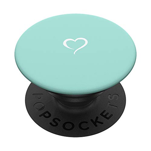 Aqua Teal Blue Hand Drawn Heart Minimalist Love PopSockets Swappable PopGrip