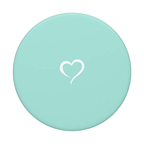 Aqua Teal Blue Hand Drawn Heart Minimalist Love PopSockets Swappable PopGrip