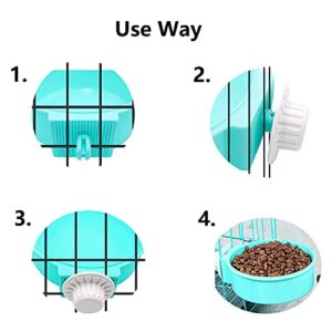 Rabbit Bowls Set, Big Pet Bunny Food Bowls Small Animals Cage Bowl and Stainless Steel Hanging Water Food Feeder Bowls for Big Bunny Food Dish