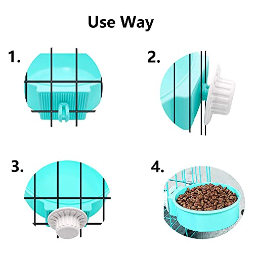 Rabbit Bowls Set, Big Pet Bunny Food Bowls Small Animals Cage Bowl and Stainless Steel Hanging Water Food Feeder Bowls for Big Bunny Food Dish