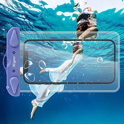 Migeec Waterproof Phone Case (2 Packs) IPX8 Waterproof Phone Pouch Dry Bag Waterproof Bag for Beach Kayaking Travel Compatible with iPhone Android Device up to 6.9" (Black+Blue)