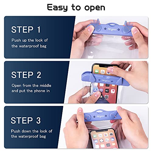 Migeec Waterproof Phone Case (2 Packs) IPX8 Waterproof Phone Pouch Dry Bag Waterproof Bag for Beach Kayaking Travel Compatible with iPhone Android Device up to 6.9" (Black+Blue)