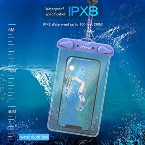 Migeec Waterproof Phone Case (2 Packs) IPX8 Waterproof Phone Pouch Dry Bag Waterproof Bag for Beach Kayaking Travel Compatible with iPhone Android Device up to 6.9" (Black+Blue)