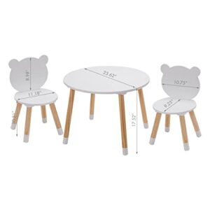 UTEX Kids Wood Table and Chair Set, Kids Play Table with 2 Chairs,3 Pieces Round Play Tablet for Toddlers, Girls, Boys,White