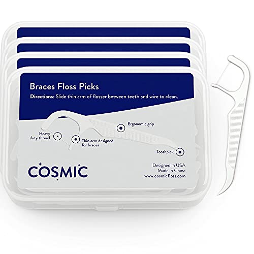 Orthodontic Flossers for Braces | Floss Picks with Shred-Resistant Unwaxed Dental Floss in Dental Hygiene Kit for Kids and Adults (Set of 4 x 35 pcs)