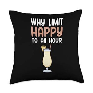 why limit happy to an hour cocktail throw pillow, 18x18, multicolor