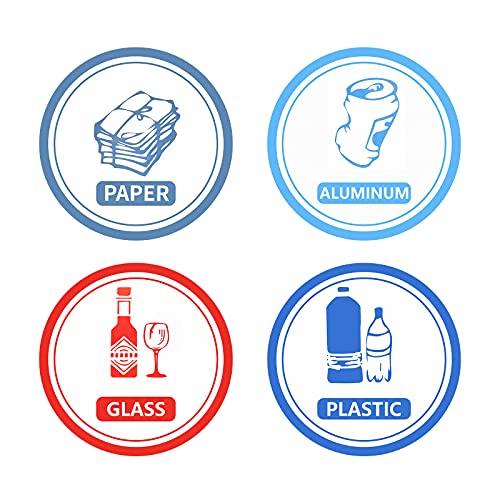 Recycling and Trash Can Sorting Sticker 3.5 x 3.5 inch Adhesive Recycle garbage Decal Waterproof Re Adjustable Recycle Sticker Waste Sorting Recycling Sticker Sign for Trash Can (12 Pieces)