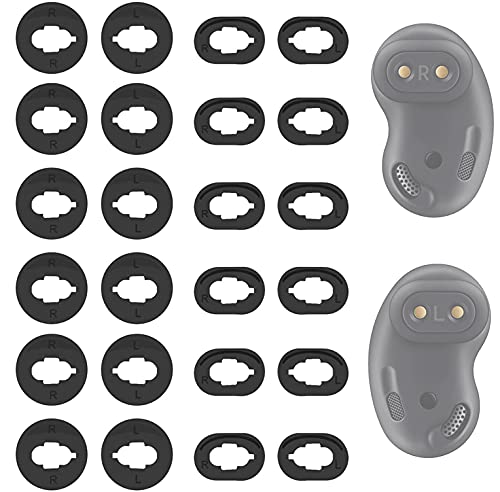 ALXCD 12 Pairs Silicone Galaxy Buds Live Ear Tips Silicone Adapter Ear Wing Tips Replacement Earbuds Tips Compatible with Galaxy Buds Live SM-R180 Accessories Rubber Earbuds Tips 12 Pairs [Black/SL]