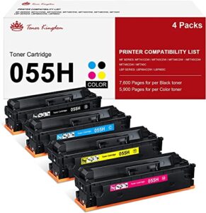 toner kingdom compatible 055h toner cartridge replacement for canon 055h 055 high yield color imageclass mf741cdw mf743cdw mf745cdw mf746cdw lbp664cdw toner printer (black,cyan,yellow,magenta)