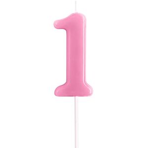 eusbon 1st birthday candle, 2.76” big size number candle for cake decoration, birthday party, wedding anniversary, pink (number 1)