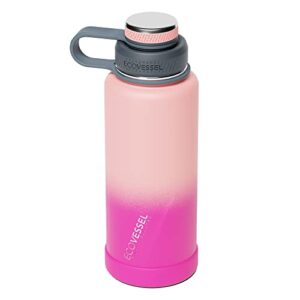 ecovessel stainless steel water bottle with insulated dual lid, insulated water bottle with strainer and silicone bottle bumper, coffee mug – 32oz (dawn patrol)