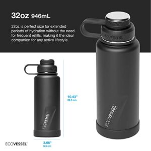 EcoVessel Stainless Steel Water Bottle with Insulated Dual Lid, Insulated Water Bottle with Strainer and Silicone Bottle Bumper, Coffee Mug – 32oz (Dawn Patrol)