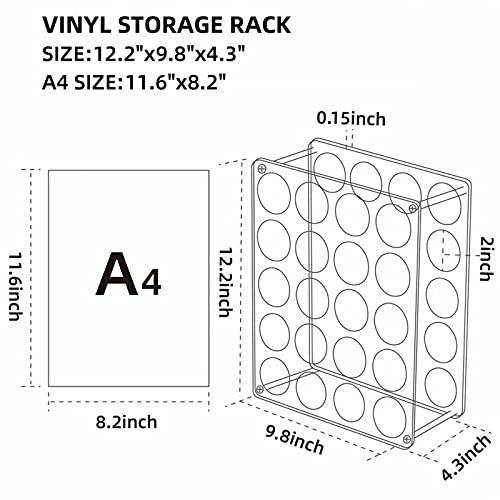 leevehold Vinyl Roll Storage Rack, Sturdy Vinyl Roll Holder, Vinyl Storage Organizer for Craft Room, 20-Holes | Aperture 2 Inch, Easy to Assemble (Clear Acrylic)