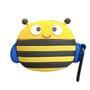 silicone case for airpods pro, cute cow bees protective soft rubber cover skin with keychain for kids teens girls boys (bee case)