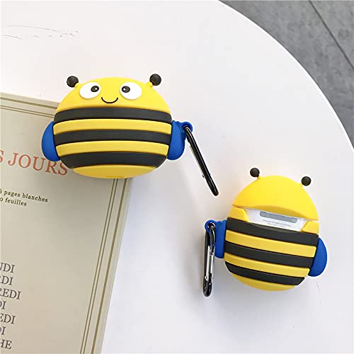 Silicone Case for Airpods Pro, Cute Cow Bees Protective Soft Rubber Cover Skin with Keychain for Kids Teens Girls Boys (Bee Case)