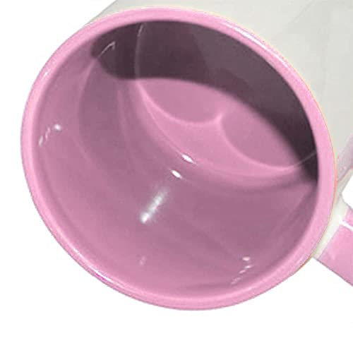 MR.R 11oz Sublimation Blank Coffee Mugs,Cup Blank White Mug Cup with Pink Color Mug Inner and Handle,Set of 6