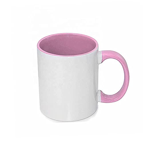 MR.R 11oz Sublimation Blank Coffee Mugs,Cup Blank White Mug Cup with Pink Color Mug Inner and Handle,Set of 6