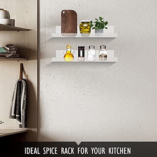 2 Packs 16 in Clear Wall Floating Bookshelves Shelf Organizer Toys Display Collection Wall Bedroom Shelves for Kitchen Spice Rack Acrylic Invisible Bookshelf Home Wall Décor Photoes Ledge Space Saver