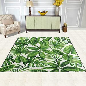 ALAZA Tropical Palm Tree Leaf Jungle Non Slip Area Rug 4' x 5' for Living Dinning Room Bedroom Kitchen Hallway Office Modern Home Decorative