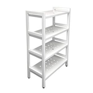 anthology spa asta 4-tier free standing rectangular bathroom utility storage shelf rack, powder-coated metal storage shelf stand, b302 (pure white), 22 inches(w) x 11 inches(d) x 40 inches(h)