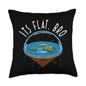 flat earth designs bro earth society flat earther throw pillow, 18x18, multicolor