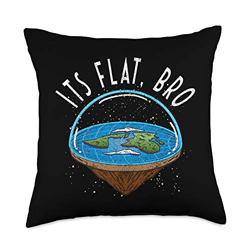 Flat Earth Designs Bro Earth Society Flat Earther Throw Pillow, 18x18, Multicolor