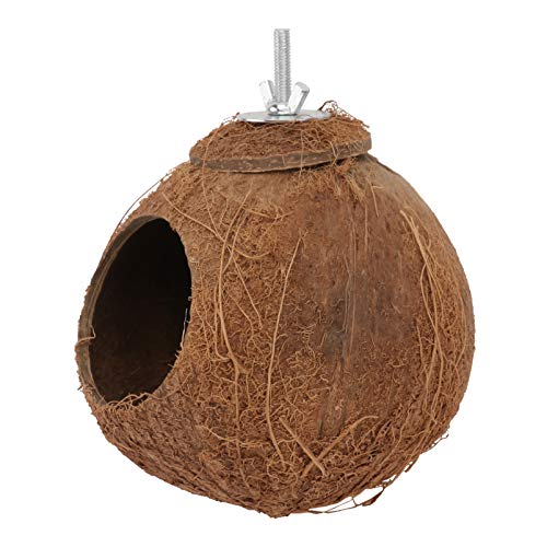 balacoo Natural Coco Hideaway Parrot Birds Reptile Coconut Shell House Bird Nest Cage Hanging Toy for Budgies Parakeet Cockatiels Finch Hamster Rat