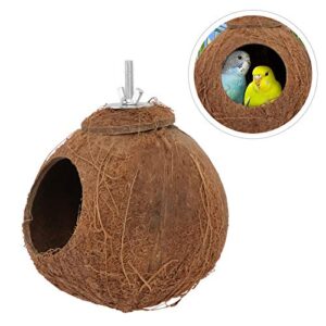 balacoo Natural Coco Hideaway Parrot Birds Reptile Coconut Shell House Bird Nest Cage Hanging Toy for Budgies Parakeet Cockatiels Finch Hamster Rat