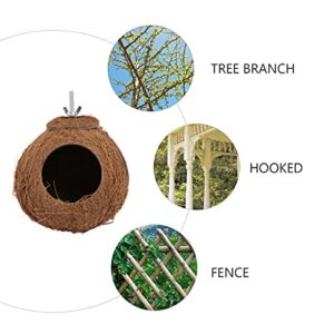 balacoo Natural Coco Hideaway Parrot Birds Reptile Coconut Shell House Bird Nest Cage Hanging Toy for Budgies Parakeet Cockatiels Finch Hamster Rat