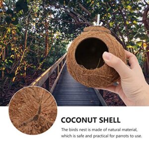 balacoo Natural Coco Hideaway Parrot Birds Reptile Coconut Shell House Bird Nest Cage Hanging Toy for Budgies Parakeet Cockatiels Finch Hamster Rat