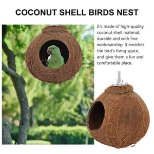 balacoo Natural Coco Hideaway Parrot Birds Reptile Coconut Shell House Bird Nest Cage Hanging Toy for Budgies Parakeet Cockatiels Finch Hamster Rat