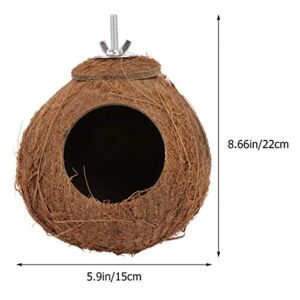 balacoo Natural Coco Hideaway Parrot Birds Reptile Coconut Shell House Bird Nest Cage Hanging Toy for Budgies Parakeet Cockatiels Finch Hamster Rat