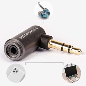 H HIFIHEAR TRI HiFi Stereo Headphone Jack Audio Adapter,Right Angle Adapter to 2.5mm Female Adapter,Can be Used for Conversion Earphone Adapters (2.5mm Balanced Female to 3.5mm Balanced Male)