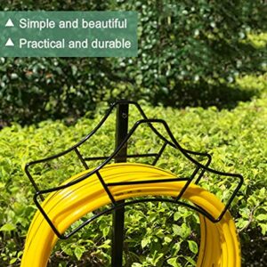 Garbuildman Garden Hose Holder Stand- Outdoor Water Pipe Metal Reel Rack, Shiny Black