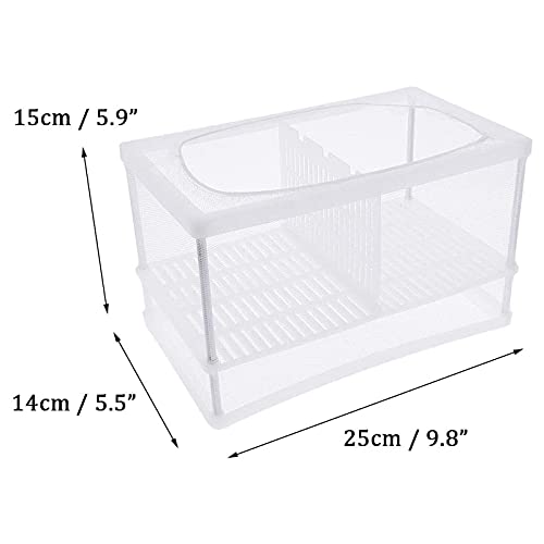 Aquarium Fish Breeder Box, Fish Isolation Box, Hatching Box, Juvenile Fish Spawning Incubator, Water Isolation Net Hatcher, Nylon Mesh Fish Fry Hatchery Breeder Box Separation Net（White L）