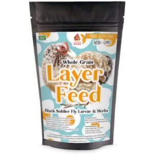 pampered chicken mama backyard chicken feed with black soldier fly larvae grubs soy free & herbs (10 pounds) non-gmo layer pellets: high protein all-natural grower feed supplies for laying chickens