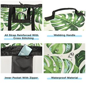 xigua Extra Large Exotic Palm Leaves Laundry Bag with Strap, Waterproof Durable Laundry Backpack Hanging Laundry Hamper Adjustable Shoulder Straps Camping Bag