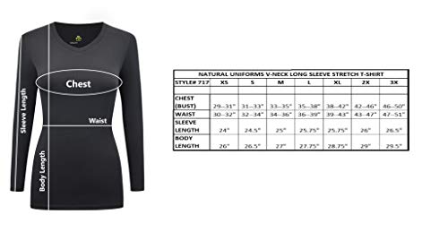 Natural Uniforms Women's V-Neck Long Sleeve Under Scrub Stretch T-Shirt - Multi Pack of 5 (Medium, 5 Pack- Black)