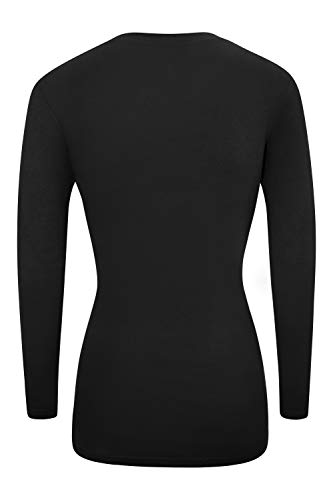 Natural Uniforms Women's V-Neck Long Sleeve Under Scrub Stretch T-Shirt - Multi Pack of 5 (Medium, 5 Pack- Black)