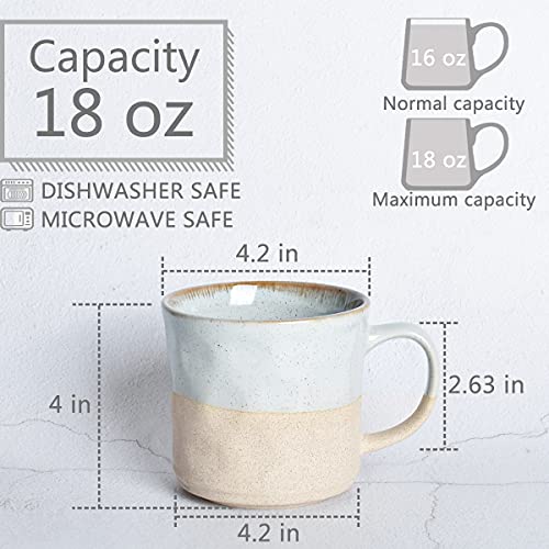 Bosmarlin Large Ceramic Coffee Mug, Blue Big Tea Cup for Office and Home, 18 Oz, Dishwasher and Microwave Safe, 1 PCS (Light blue, 1)