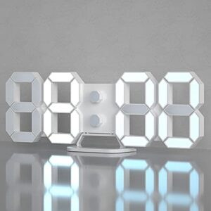 edup love 3d digital alarm clock, modern design led wall/desk clocks 12/24h time/date/temperature display, nightlight/brightness adjustable/white light for kitchen/office/living room/classroom/hotel