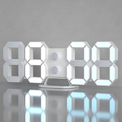 EDUP LOVE 3D Digital Alarm Clock, Modern Design LED Wall/Desk Clocks 12/24H Time/Date/Temperature Display, Nightlight/Brightness Adjustable/White Light for Kitchen/Office/Living Room/Classroom/Hotel