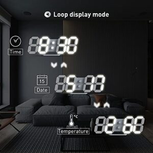 EDUP LOVE 3D Digital Alarm Clock, Modern Design LED Wall/Desk Clocks 12/24H Time/Date/Temperature Display, Nightlight/Brightness Adjustable/White Light for Kitchen/Office/Living Room/Classroom/Hotel