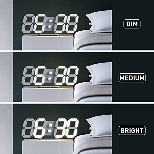 EDUP LOVE 3D Digital Alarm Clock, Modern Design LED Wall/Desk Clocks 12/24H Time/Date/Temperature Display, Nightlight/Brightness Adjustable/White Light for Kitchen/Office/Living Room/Classroom/Hotel