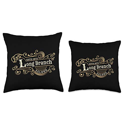 Aura Apparel Gunsmoke | Long Branch Saloon Classic TV Throw Pillow, 18x18, Multicolor